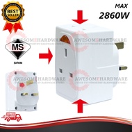 LSFE 7377N 2860W 13A 3 WAY ADAPTOR PLUG WITH NEON LIGHT INDICATOR THREE WAY PLUG TIGA SISI