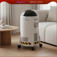 MagiDeal Stylish Rocket-shaped Flip Lid Waste Bin Functional Rubbish Bin Compactor with Wheels for E