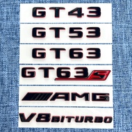 Black and red Mercedes-Benz AMG fender side badge GT43 GT53 GT63 GT63S V8 BITURBO body lettering emb