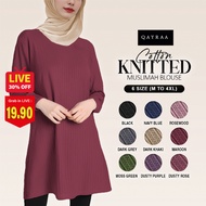 QAYRAA Cotton Knitted Muslimah Blouse Ironless/PREMIUM Muslimah Plain/Baju Sukan Size: M-4XL/Dark Pu