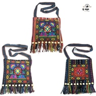 GOGOU Women Shoulder Bag, Hmong Tribal Ethnic Vintage Message Bag, Tassels Embroidery Tapestry Fashi