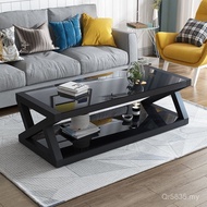Living Room Coffee Table Tempered Glass Small Household Black Modern Simple European Style 9C Table 