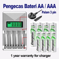 Pengecas Bateri AA / AAA Nimh Nicd Fast Charging Battery Charger Universal 3 PIN Smart Charger for R