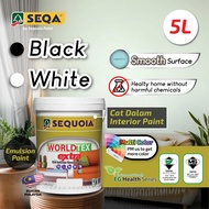 (WHITE & BLACK) Seqa Worldtex Extra 💢 Cat Dalam / Interior Paint / Emulsion Paint / Smooth 5L