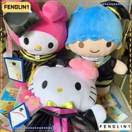 FENGLIN Kawaii Bachelor Gown, Plush 35cm Kuromi Graduate Doll, Cute My Melody Graduation Cap Large Anime Sofa Pillow Graduation