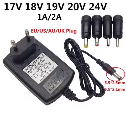 17V 18V 19V 20V 24V AC DC Power Adapter 22V 17 18 19 20 24 Volt Adaptor 1A 2A Switching Supply EU US