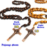 RMC6153 Wooden Bead Rosary DIY Crucifix Rosario manik kayu Jesus Yesus St Benedict Mother Mary Catho