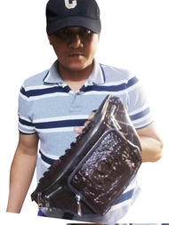 Stylish chest bag design Crafted from 100% genuine crocodile leather Brown tamarind color elegant an