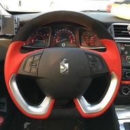 Hand Stitched Non-slip Red Leather Car Steering Wheel Cover Fit for Citroen DS4S DS5 DS6 DS5LS DS7 2
