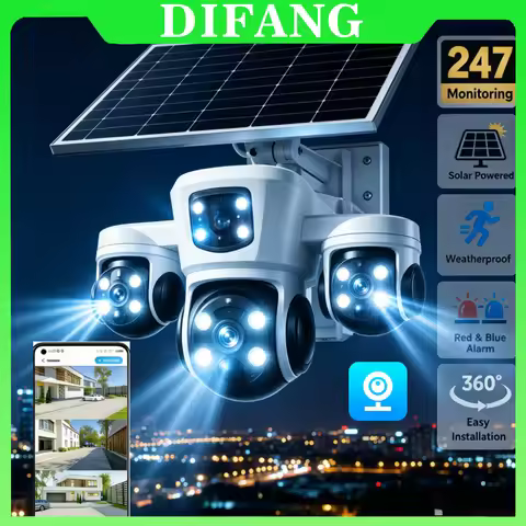 V380 Pro Solar Security Camera WiFi 15MP 10X Zoom Triple Screen Outdoor Wireless Solar Surveillance