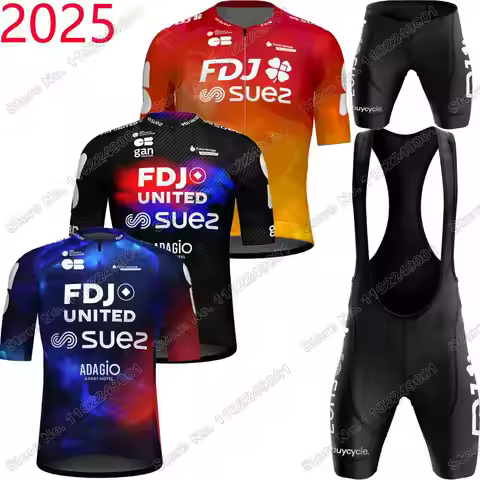 2025 Team FDJ SUEZ Cycling Jersey Set Unisex Cycling Clothing Men Women Short Sleeve Kit Road Bike S