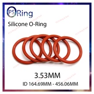 3.53MM Red Silicone Sealing O-Ring Rubber Ring O Ring Gaskets 3.53MM Terbal 硅橡胶 密封 橡胶圈 O 型圈垫圈 ID 164