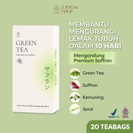 Kalon Detox Green Tea With Saffron & Rosemary - Rendah Lemak Teh Hijau Pelangsing Herbal 20 Sachet