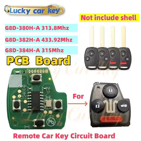 Lucky G8D-380H/382H/384H-A Remote Car Key Circuit Board For Honda Accord CRV Odyssey Jazz HRV Fit Ci