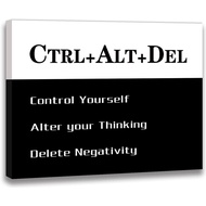 Simple black and white “CTRL+ALT+DEL”canvas Wall art decor Motivational Success Wall Art for Home Of