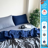 GONI CHILL duvet cover set in Navy Gray color - Elastic bed sheets 4-25cm high, sizes 1m, 1m2,1m4, 1