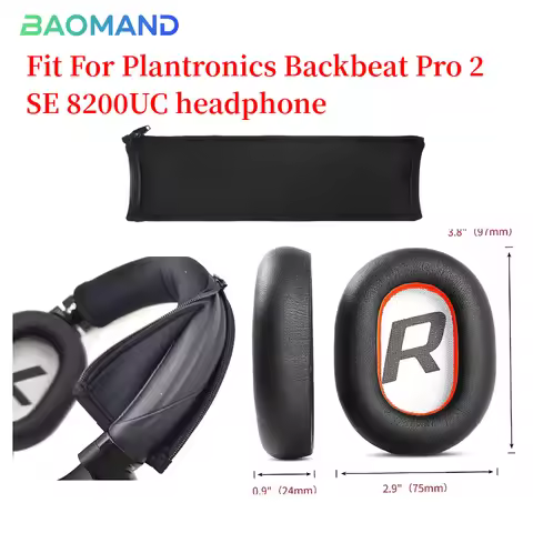 Replacement Protein Leather Ear Pads Cushion Cover Earpads for Plantronics Backbeat Pro 2 SE 8200UC 