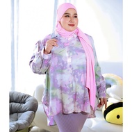 OVERRSIZE XL(42/44)-5XL(58/60) Plus Size Dabby Abstract Printed Fishtail Women Muslimah Kemeja Blouse Baju Perempuan