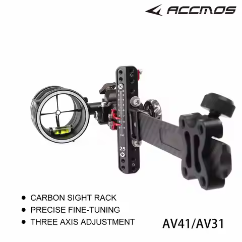 Archery Compound Bow Sight 4X/6X/8X Single-Pin Scope Fast Fine-tune Target Carbon Mount Adjustable S