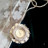 vintage jewelry JOHN ALDEN 古董放射炫銀機械錶 項鍊