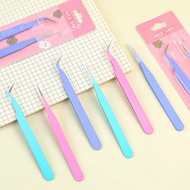 Macaron Color Handbook Tweezers Elbow Stainless Steel Clip diy Manicure Diamond Sticker