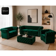 Sofa Chesterfield 3+2+1 murahSofa 321 Set | Sofa Ruang Tamu Modern | 3 Seater 2 Seater 1 Seater |Cus