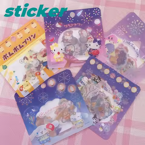kawaii hello kitty cute girl hand ledger kuromi my melody mobile computer stickers children's birthd