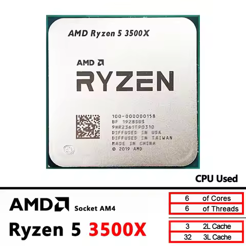 AMD Ryzen 5 3500X R5 3500X 3.6 GHz Used GAMING Zen 2 0.007 Six-Core Six-Thread CPU 65W L3=32M 100-00
