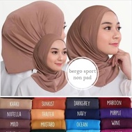 FS 1.504 - Bergo Sport Nonpads Nonped Jersey Spandex Simple Sports Hijab Sporty Hijab
