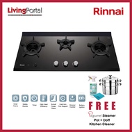 RINNAI 3 Inner Burner Gas Hob RB-3CGT - Made in JAPAN -( Free Branded Pot Set  + Glass Detergent )
