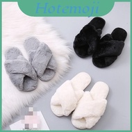 Women's Comfortable Cross Furry Sliders Soft Fur Sandals Open Toe