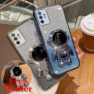 Glitter Plating Casing for OPPO A94 4G OPPO Reno 5F Reno5 F Soft Phone Case Silicone shockproof Cover with Astronaut Stand Holder for Girl Cases