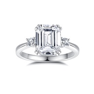 CACESTONE 3ct Moissanite Engagement Ring for Women, 10 * 8MM Main Stone, D Color VVS1 Emerald Cut Mo