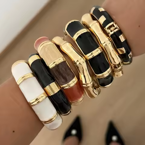 New Dripping Oil Geometric Irregular Acrylic Resin Wide Enamel Bangles for Women Punk Waterproof Cuf