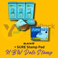 YanaPack HBW Office Date Stamp D-4 (4mm) + Sure Brand Stamp Pad
