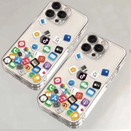 Transparent Crystal Casing Logo App Sosmed Clear case For Redmi Note 14 4G A5 5A 6A 9T 9A 12C 13C 14