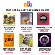 Series Set of 6 Genuine Classic Guitar Strings Alice A106/AC130, D'addario EJ27, Orphee NX35/QC5/SC5