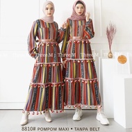 Pompom Maxi Gamis IMPORT 8810 3M - WOMEN'S DRESS/PARTY DRESS/IMPORTED CLOTHES/CASUAL DRESS/BOHEMIAN/