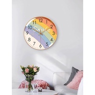 jam dinding jam dinding besar Rainbow Smiley Face Wall Clock Living Room Clock Radio Automatic Timin