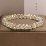 Women's Crystal Bracelet - Faceted Iridescent Transparent Beads - Minimalist Versatile Daily Wear