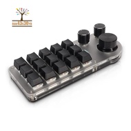 15 Keys 3 Knobs Macro Programmable Keyboard, 3 Connection Modes One Handed Macro Mechanical Keyboard
