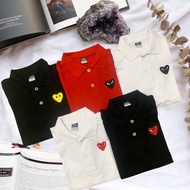 Play CDG Summer New Product Heart-Shaped Embroidery Men's POLO Shirt Lapel Short Sleeves