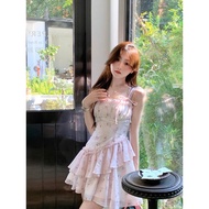 Cute and feminine 2-layer chiffon lady's dress with floral print HT333A