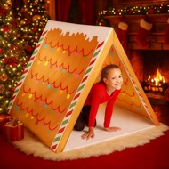 deveodo Children Play Tent Festive Holiday Tent Christmas Gingerbread House Tent for Kids Festive In
