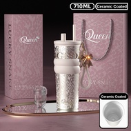 UNDATA 710มล. ถ้วยกาแฟเคลือบเซรามิก SUS316 สแตนเลส ฉนวนหรือการระบายความร้อน ถ้วยสุญญากาศ แบบพกพา รัก