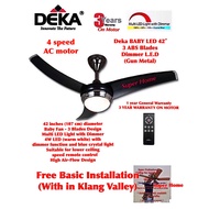 Deka BABY LED (GM) 42 inch 3 Blades Baby Fan Remote Control Ceiling Fan with Multi LED Light Dimmer - (Gun Metal) - 4 speed + Free Basic Installation with in Klang Valley