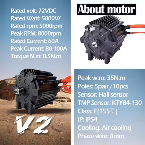 72V Motor KR5V V2 Electric BLDC Motor Kits 5000W Upgraded Engine For Razor,Go Karts,Scooter,Electric