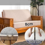 (Customizable) 8cm/3.2inch 35D/50D Sponge Solid-Wood Sofa 2/3 Seater Seat Cushion ,Washable Zipper S