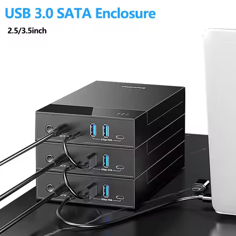 USB 3.0 20TB SATA Enclosure Hard Drive Docking Station USB Ports External Hard Drive Box for 3.5 2.5