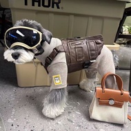 Dog Traction Handsome Leather Jacket Vest Spring Summer Small Medium-Sized Dog Schnauzer Shiba Inu W